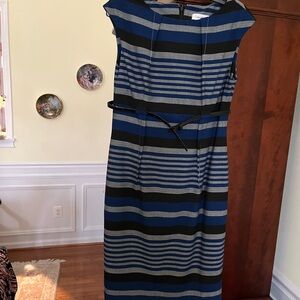 Elegant Striped Blue and Black Dress
